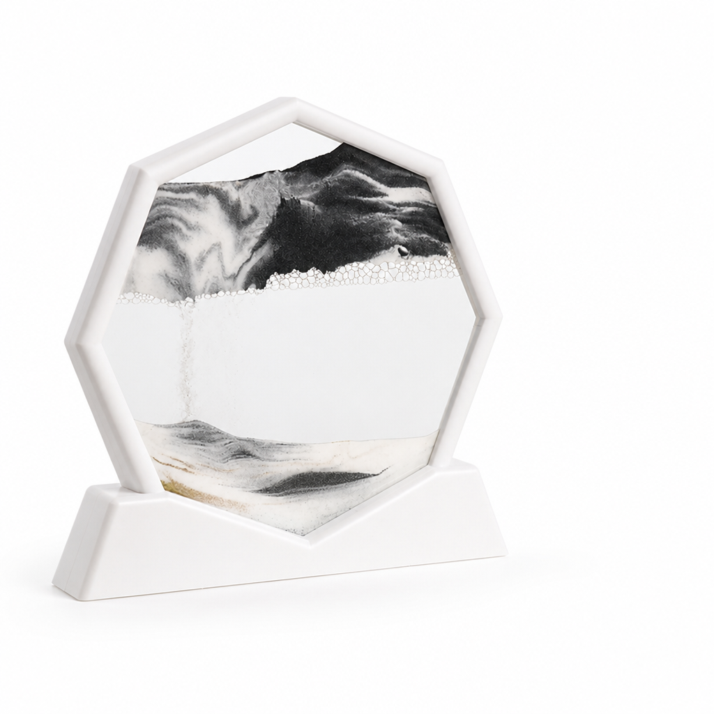 Flowing Hexagon Glass Sand Art Decor (12-Inch)