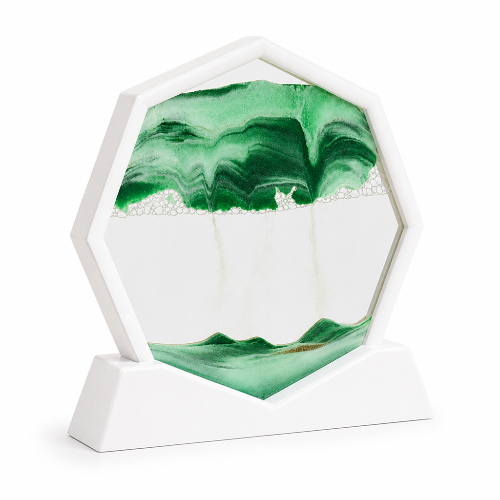 Flowing Hexagon Glass Sand Art Decor (12-Inch)