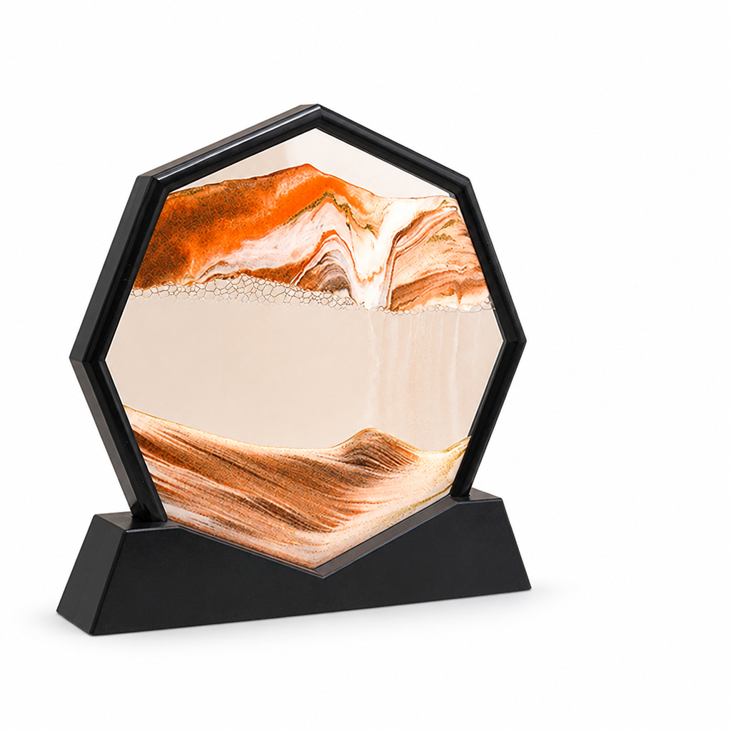 Flowing Hexagon Glass Sand Art Decor (12-Inch)