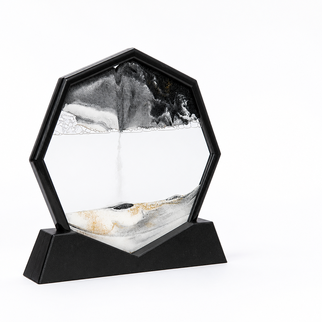 Flowing Hexagon Glass Sand Art Decor (12-Inch)