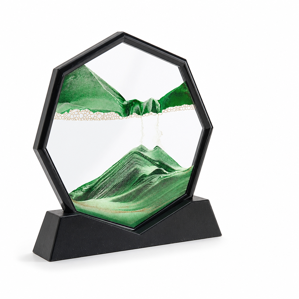 Flowing Hexagon Glass Sand Art Decor (12-Inch)