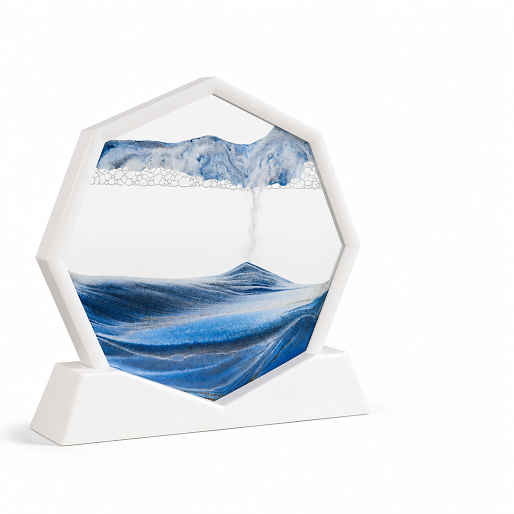 Flowing Hexagon Glass Sand Art Decor (12-Inch)