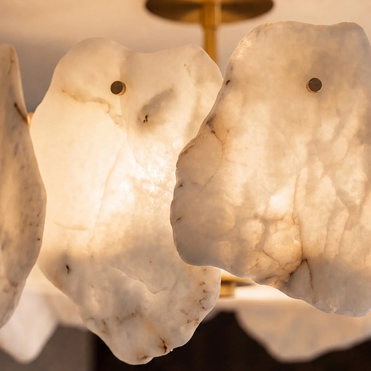 Flush Mount Ceiling Light Alabaster Petals & Copper Base