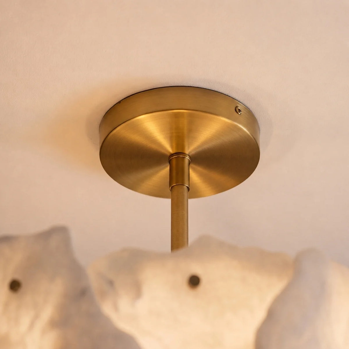 Flush Mount Ceiling Light Alabaster Petals & Copper Base