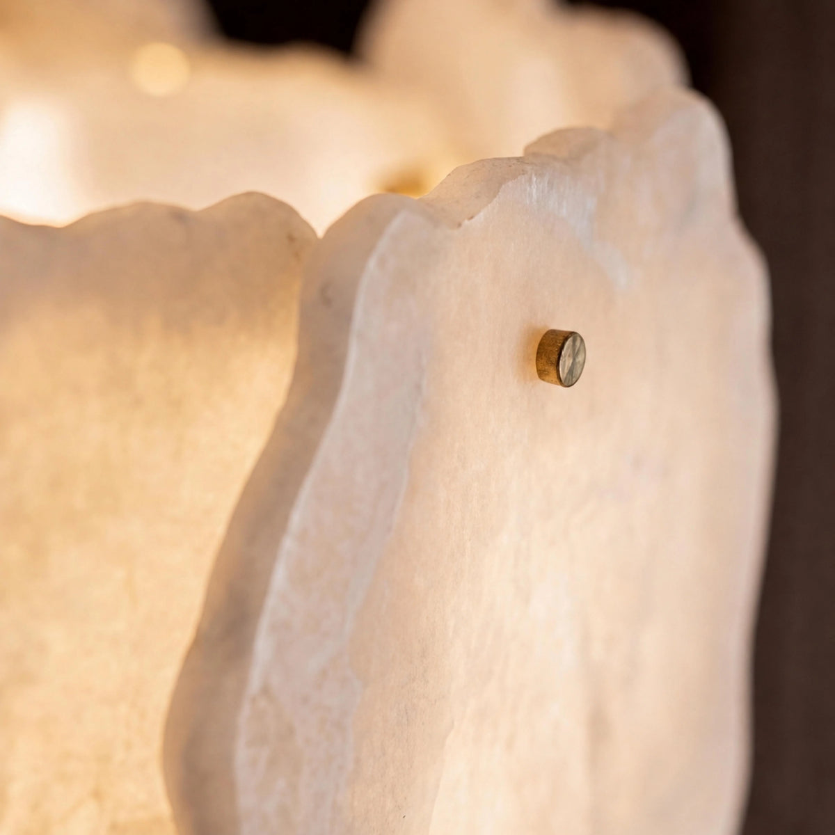 Flush Mount Ceiling Light Alabaster Petals & Copper Base