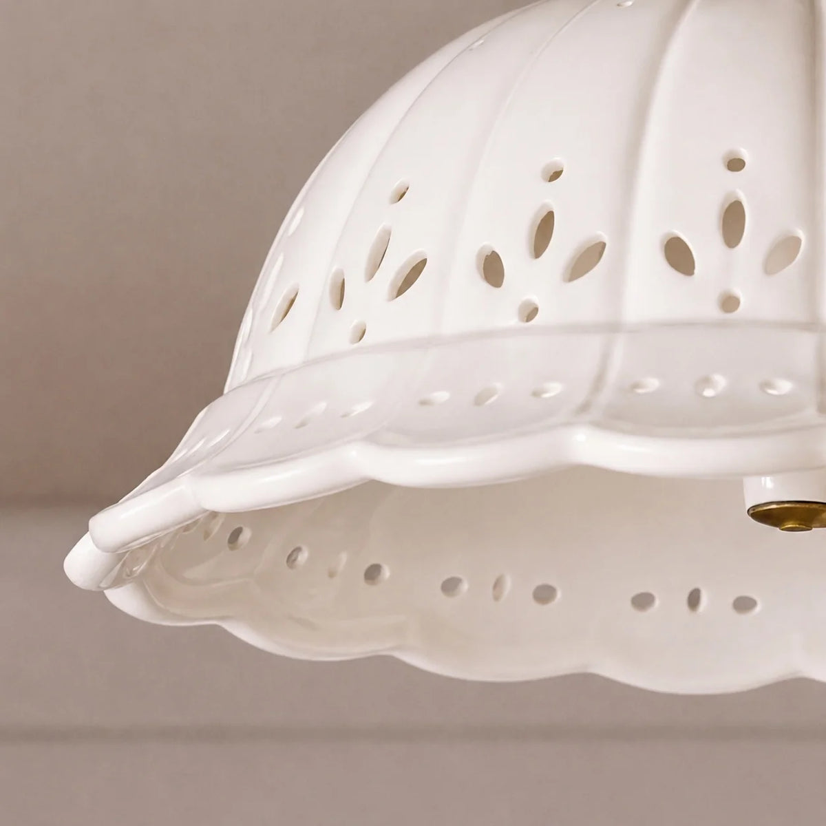 Flush Mount Ceiling Light Antique Brass Ceramic Shade