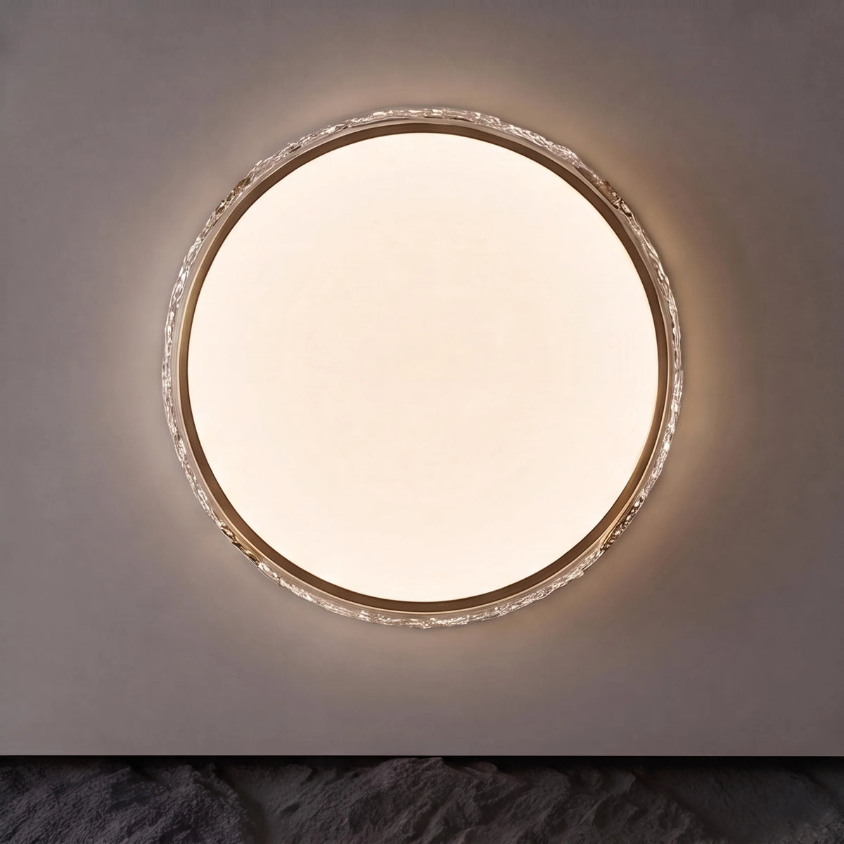 Flush Mount Light Circular Copper & Glass Trichromatic