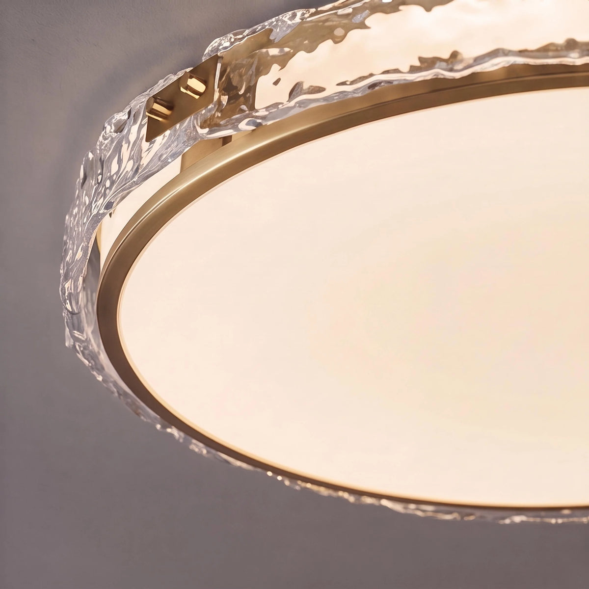 Flush Mount Light Circular Copper & Glass Trichromatic