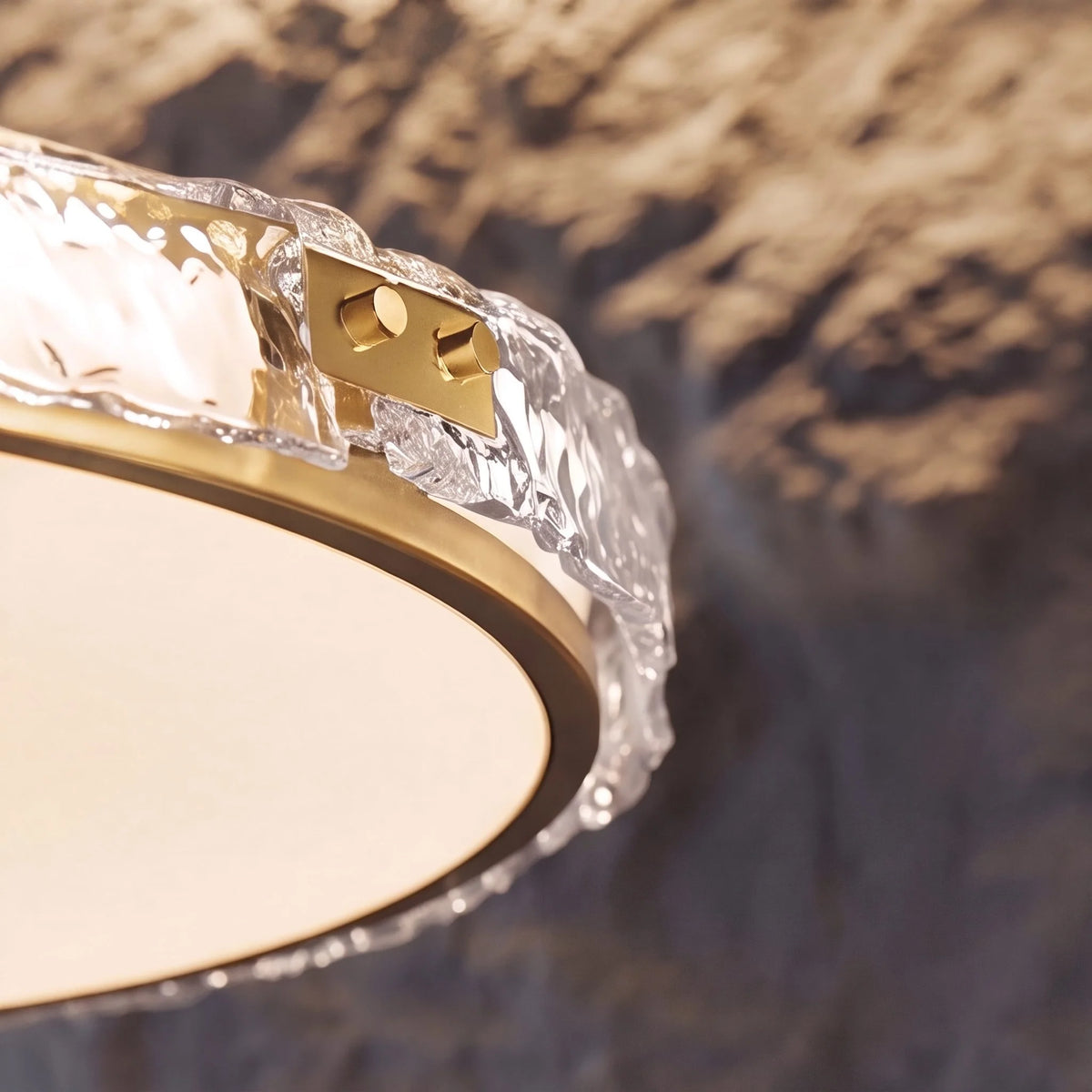 Flush Mount Light Circular Copper & Glass Trichromatic