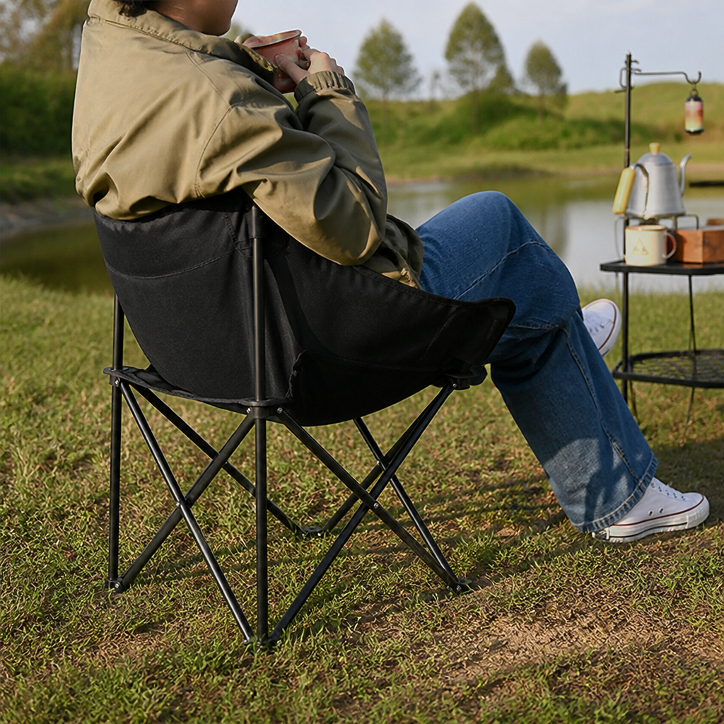 Foldable Moon-Style Breathable Tear-Resistant Camping Chair