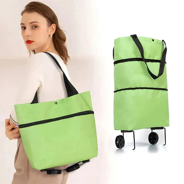Foldable Shopping Cart Large Capacity 2-in-1 Carry & Roll