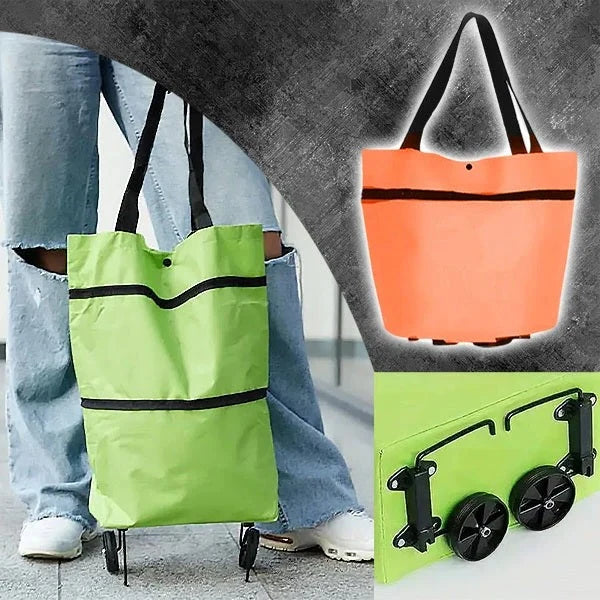 Foldable Shopping Cart Large Capacity 2-in-1 Carry & Roll