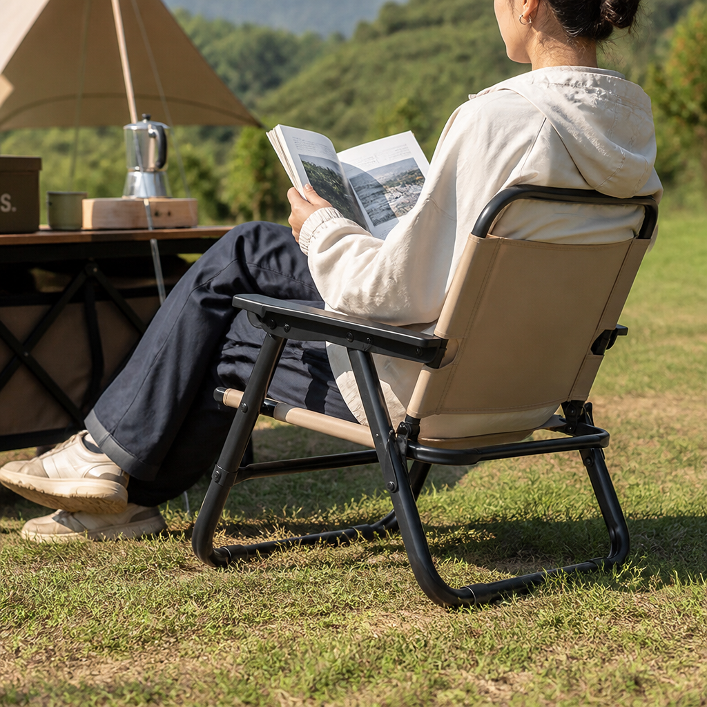 Folding Outdoor Oxford Fabric Chair (With Arms)