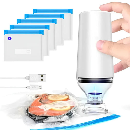 Food Vacuum Sealer USB Rechargeable 10-Second Seal