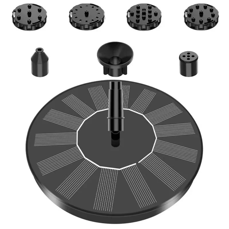 Fountain Pump Floating Solar Powered Interchangeable Nozzles