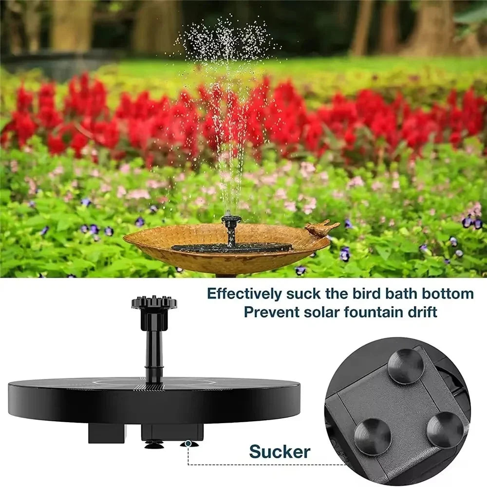 Fountain Pump Floating Solar Powered Interchangeable Nozzles