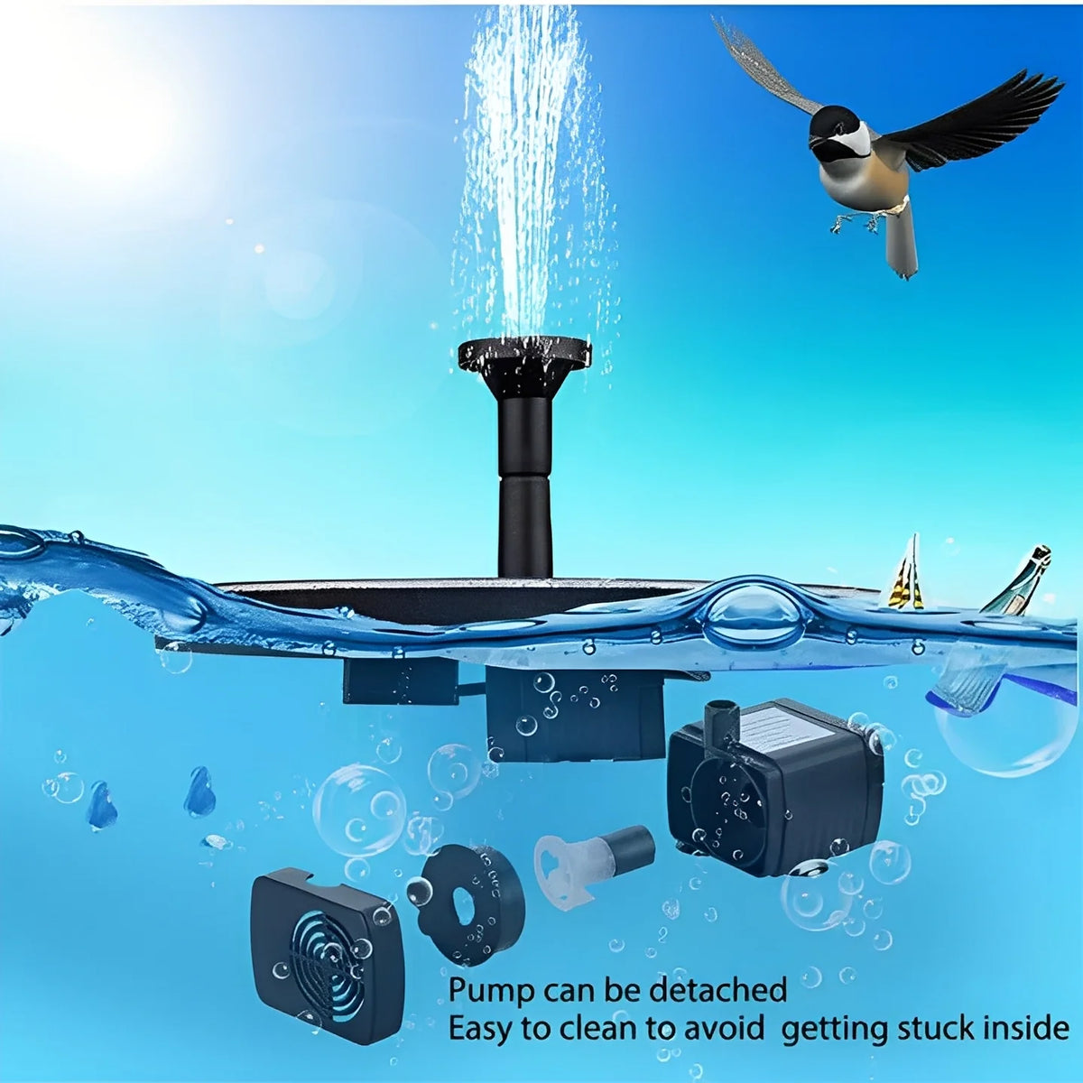 Fountain Pump Solar Powered Floating Interchangeable Nozzles