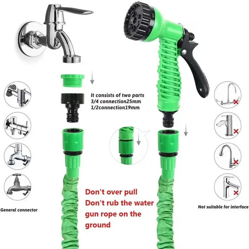 Garden Hose Expandable 3X High-Strength Fabric & 7-Mode Nozzle