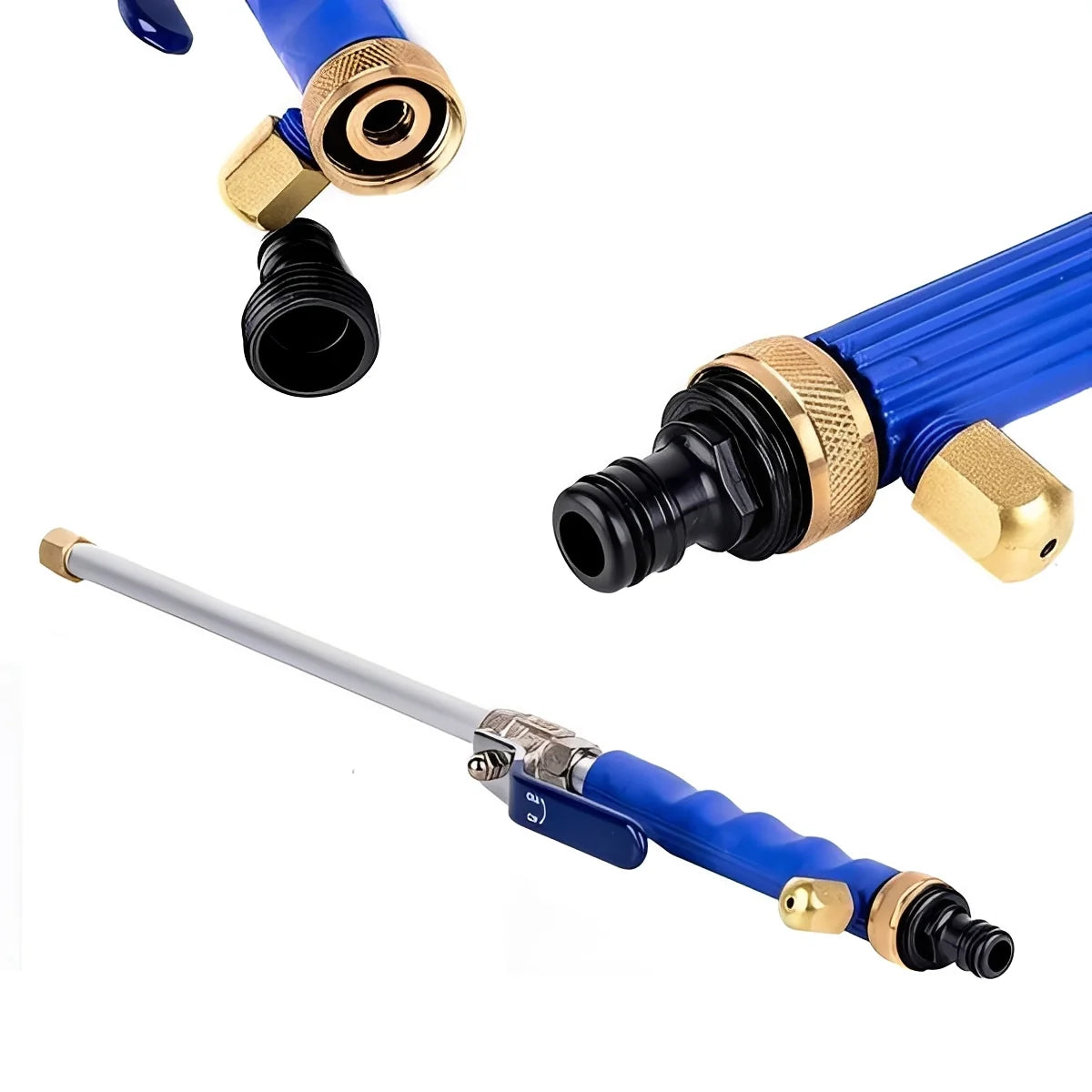 Garden Hose Nozzle High-Pressure 26ft Reach Brass Connector