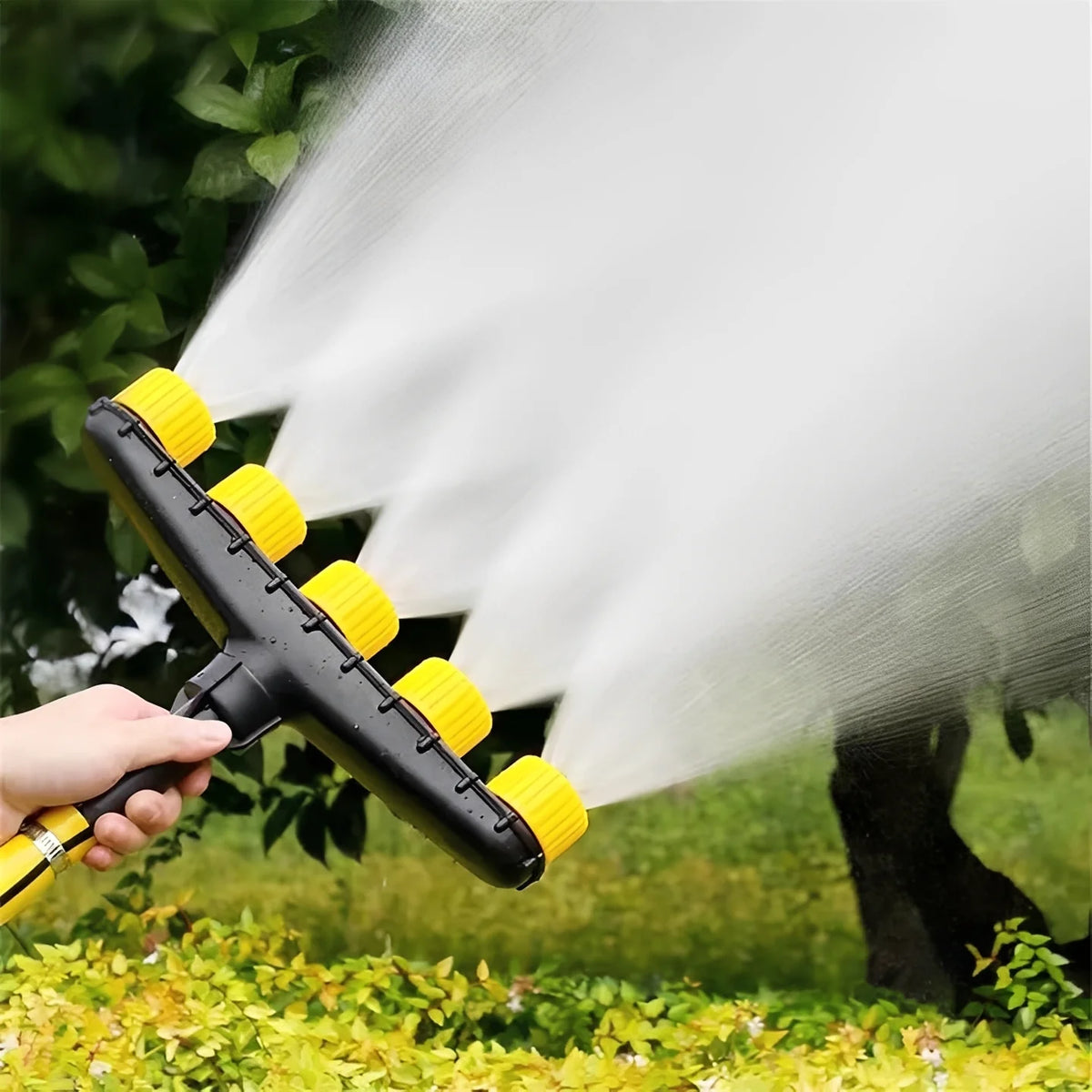 Garden Hose Nozzle Quick-Connect Adjustable Spray & Trigger Lock