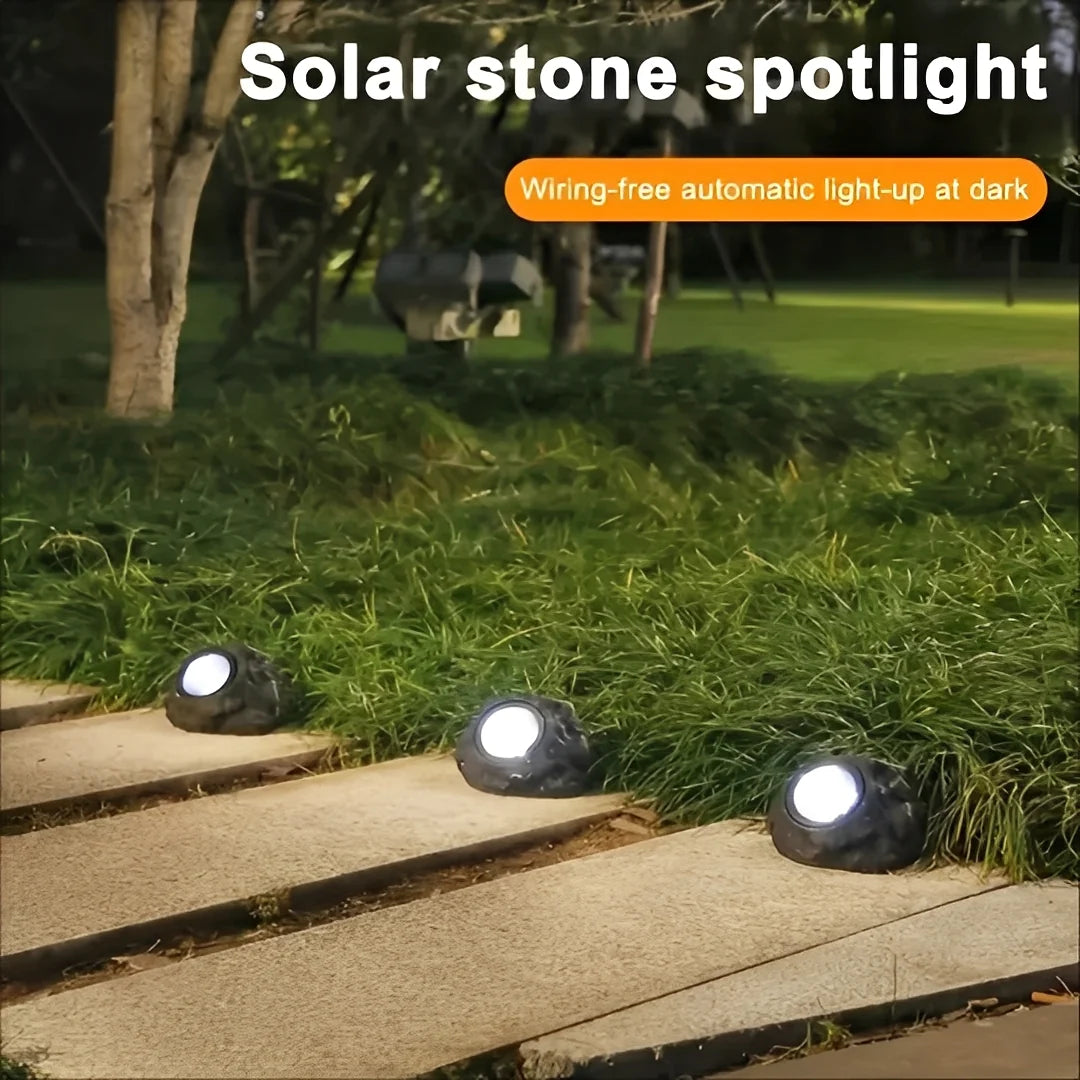 Garden Spotlight Stone Style Solar LED & Light Sensor