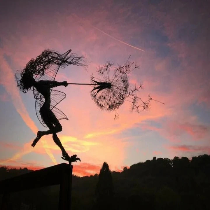 Garden Stake Fairy & Dandelion Metal Adjustable Height