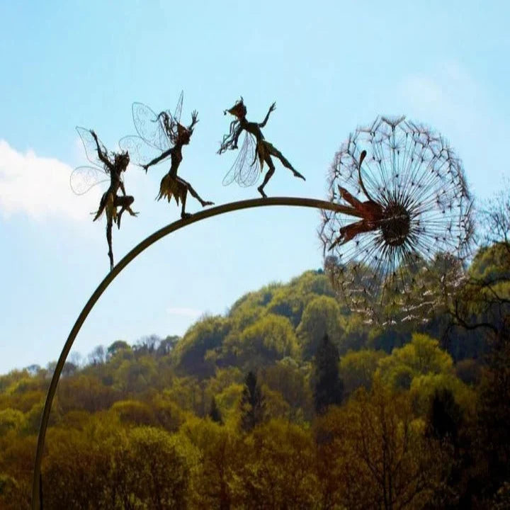 Garden Stake Fairy & Dandelion Metal Adjustable Height