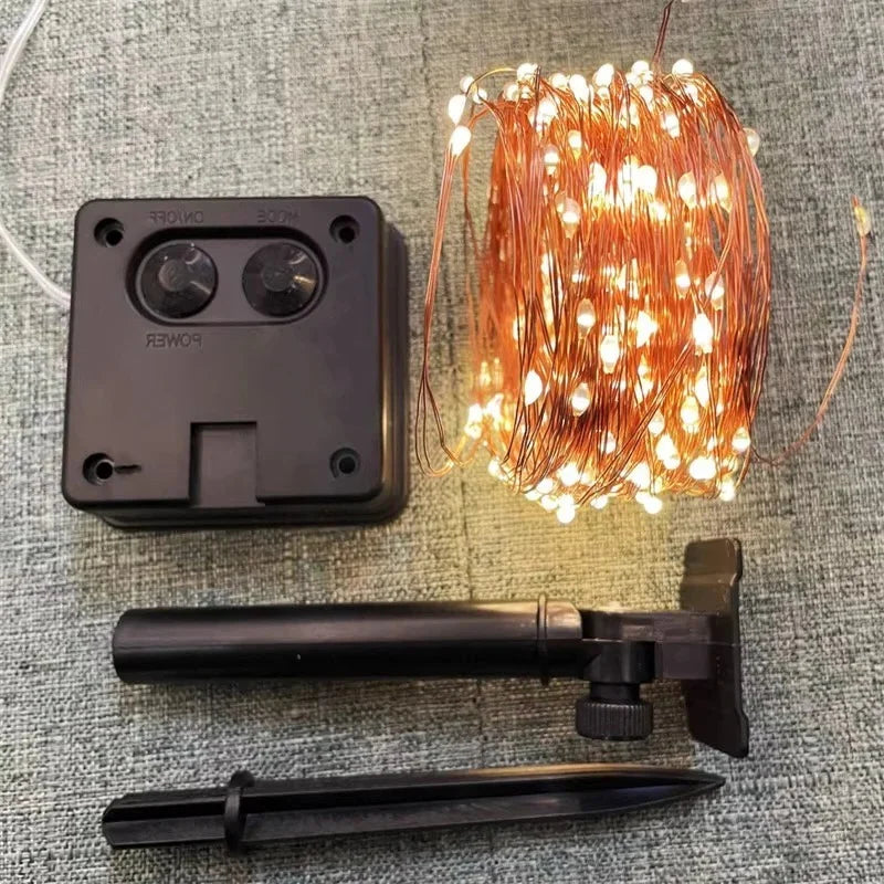 Garden String Lights Solar-Powered Flexible Copper Wire
