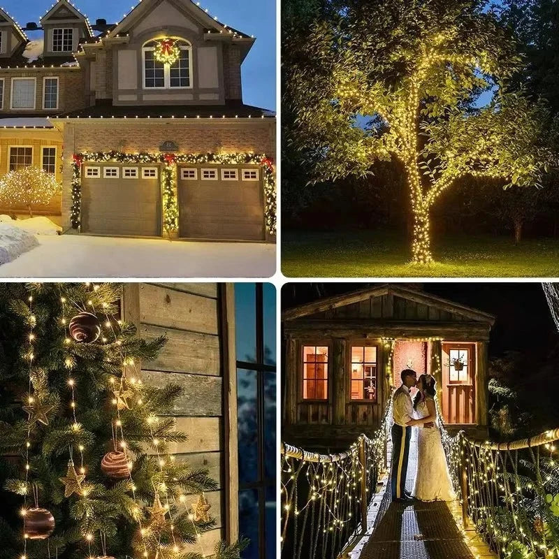 Garden String Lights Solar-Powered Flexible Copper Wire