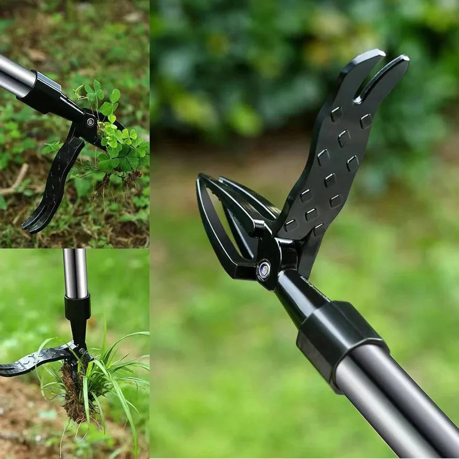 Garden Weed Puller Bamboo Handle Stainless Steel Claws