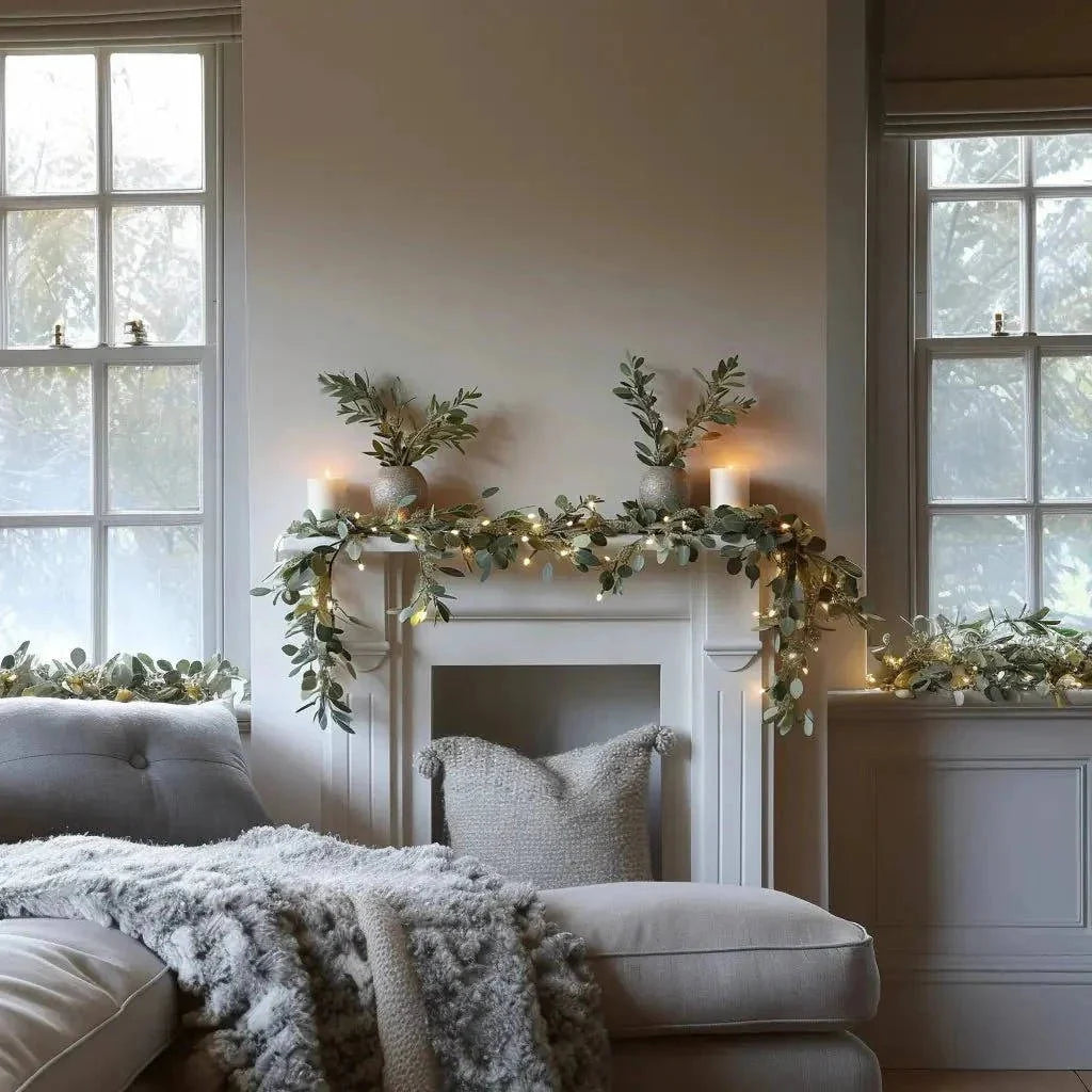Garland Artificial Olive Warm White LED Battery-Powered