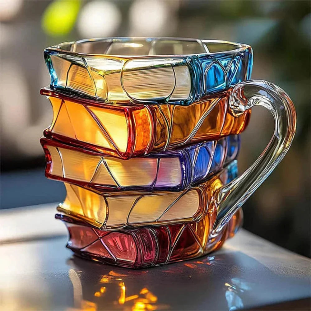 Glass Mug Book-Shaped Borosilicate Microwave-Safe 350ml