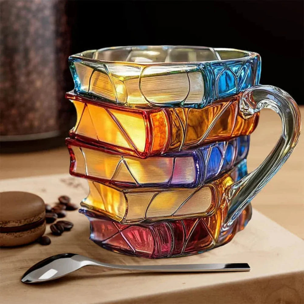 Glass Mug Book-Shaped Borosilicate Microwave-Safe 350ml