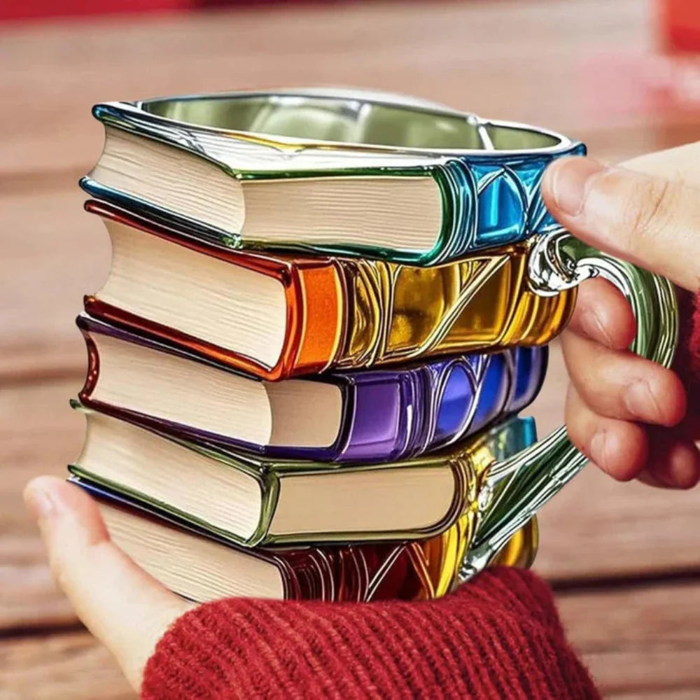 Glass Mug Book-Shaped Borosilicate Microwave-Safe 350ml