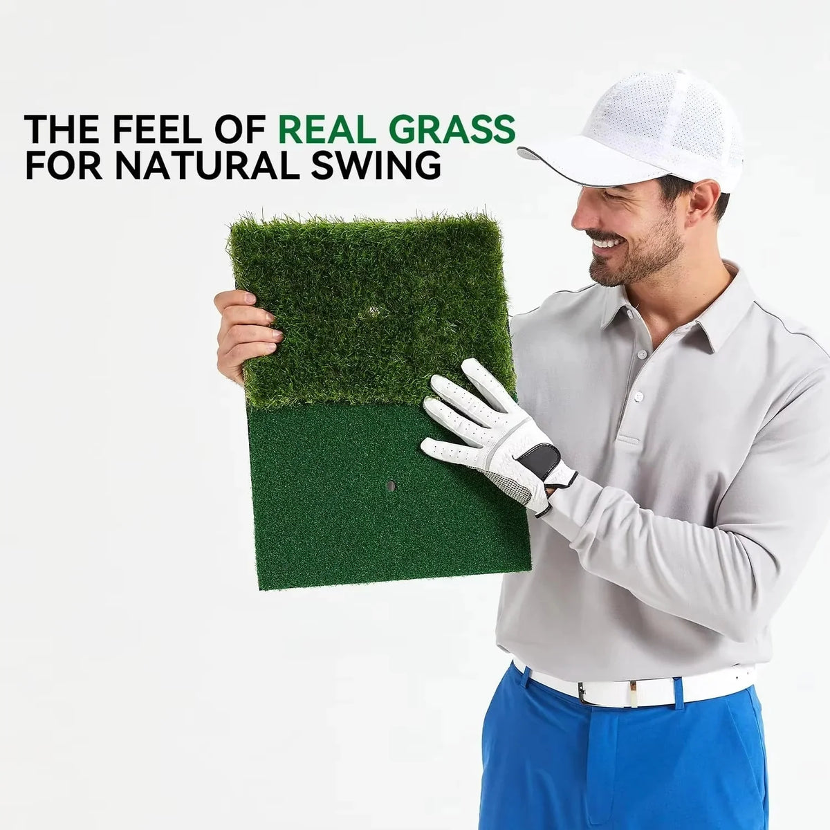 Golf Practice Mat Realistic Turf & Integrated Tee