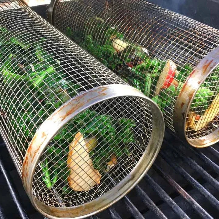 Grill Basket 360° Rotating Movable Door Stainless Steel