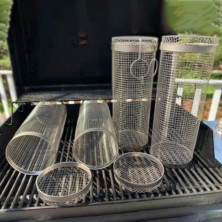 Grill Basket 360° Rotating Movable Door Stainless Steel