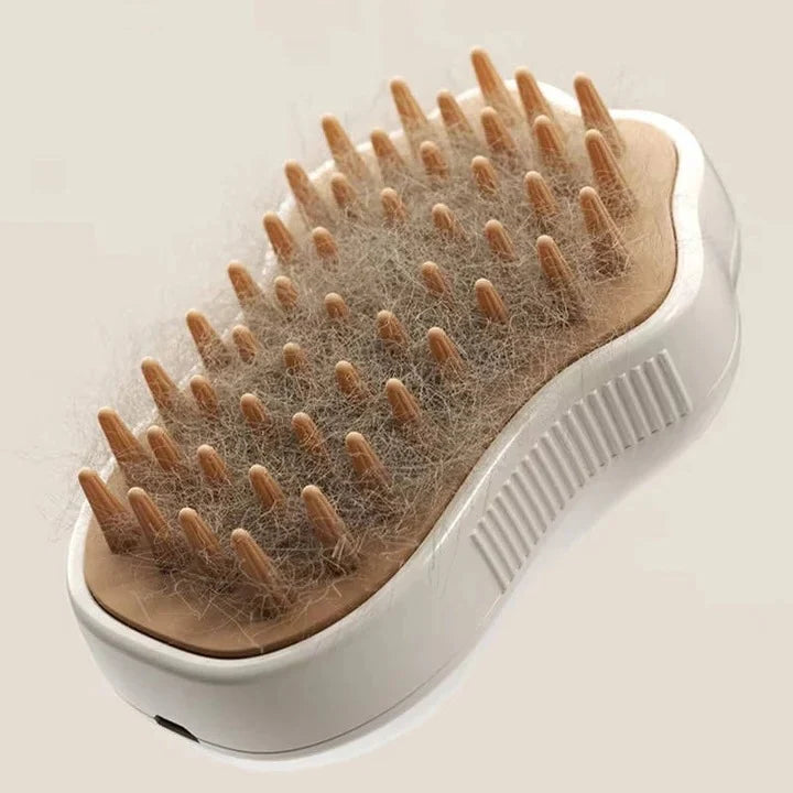 Grooming Brush 3-in-1 Steam Silicone Bristles Rechargeable