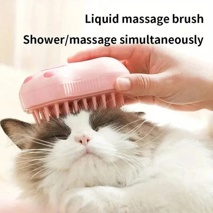 Grooming Brush 3-in-1 Steam Silicone Bristles Rechargeable