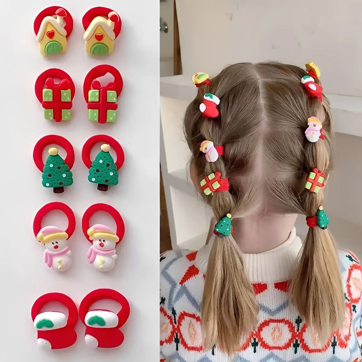 Hair Ties 3D Ornament No-Snag Set of 10