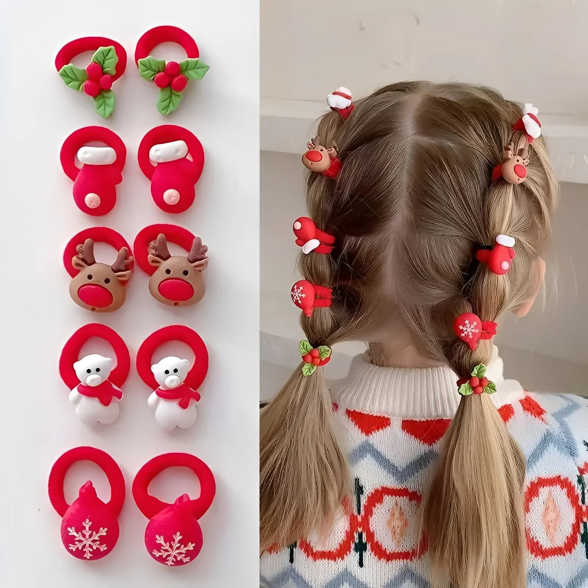 Hair Ties 3D Ornament No-Snag Set of 10