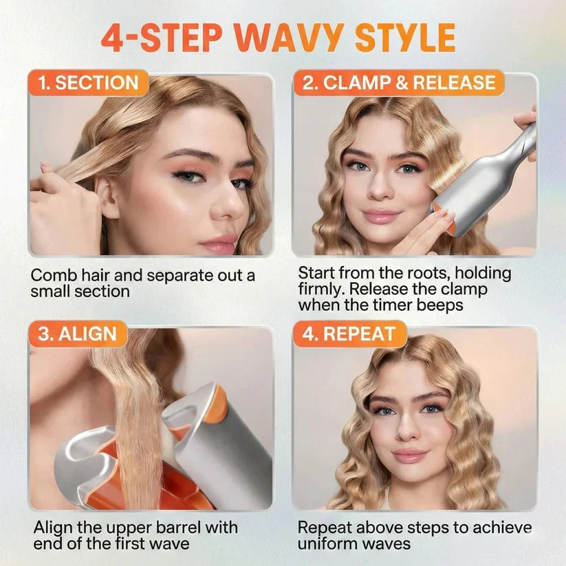 Hair Waver Dual Barrel Ceramic Coating & Adjustable Heat