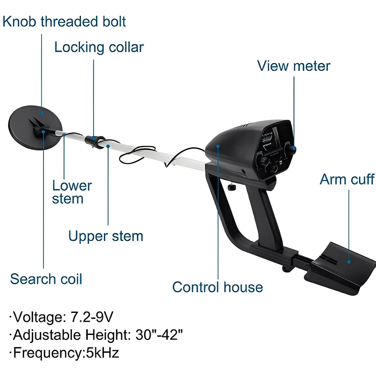 Handheld Metal Detector LCD Pointer Meter & Water-Resistant Coil