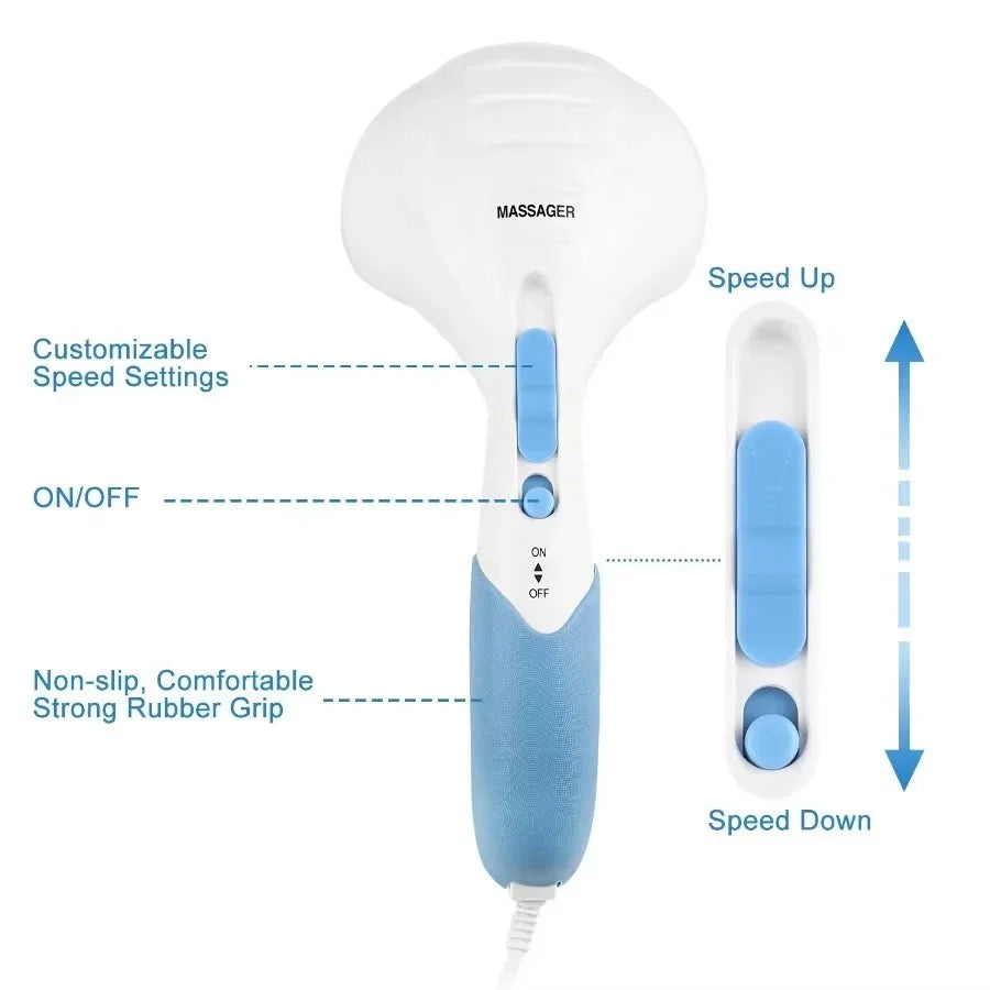 Handheld Percussion Massager Dual Vibration & Adjustable Speed