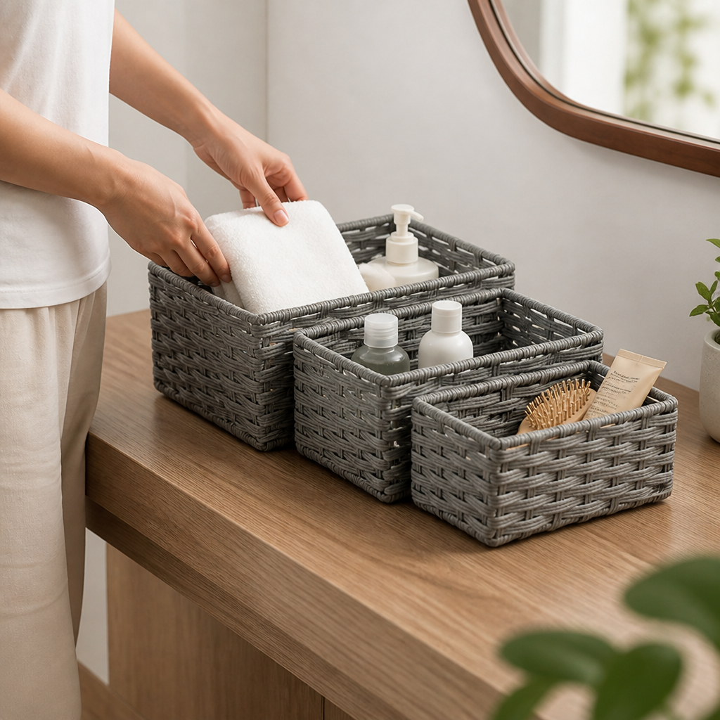 Handwoven Natural Fiber Storage Baskets