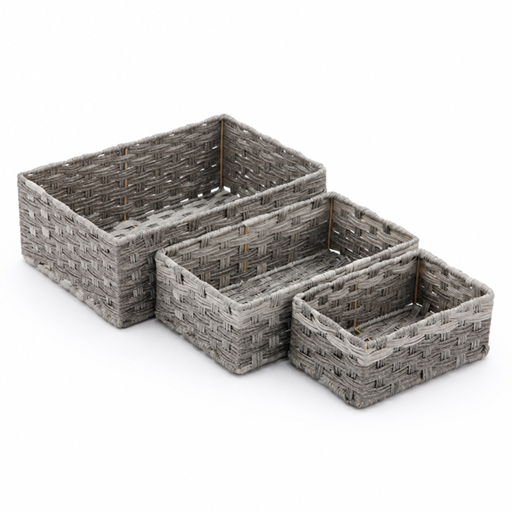 Handwoven Natural Fiber Storage Baskets