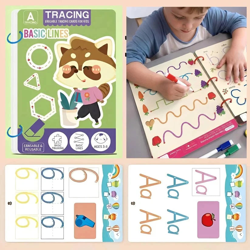 Handwriting Workbook Wipe-Clean Reusable Guided Pencil Grip