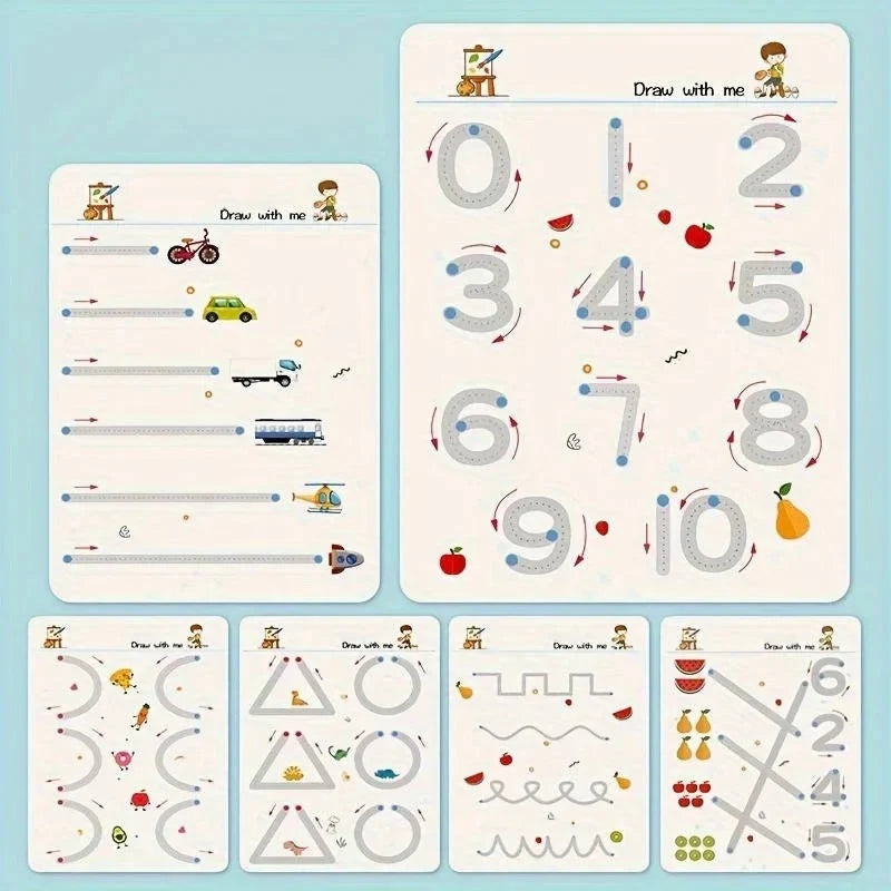 Handwriting Workbook Wipe-Clean Reusable Guided Pencil Grip