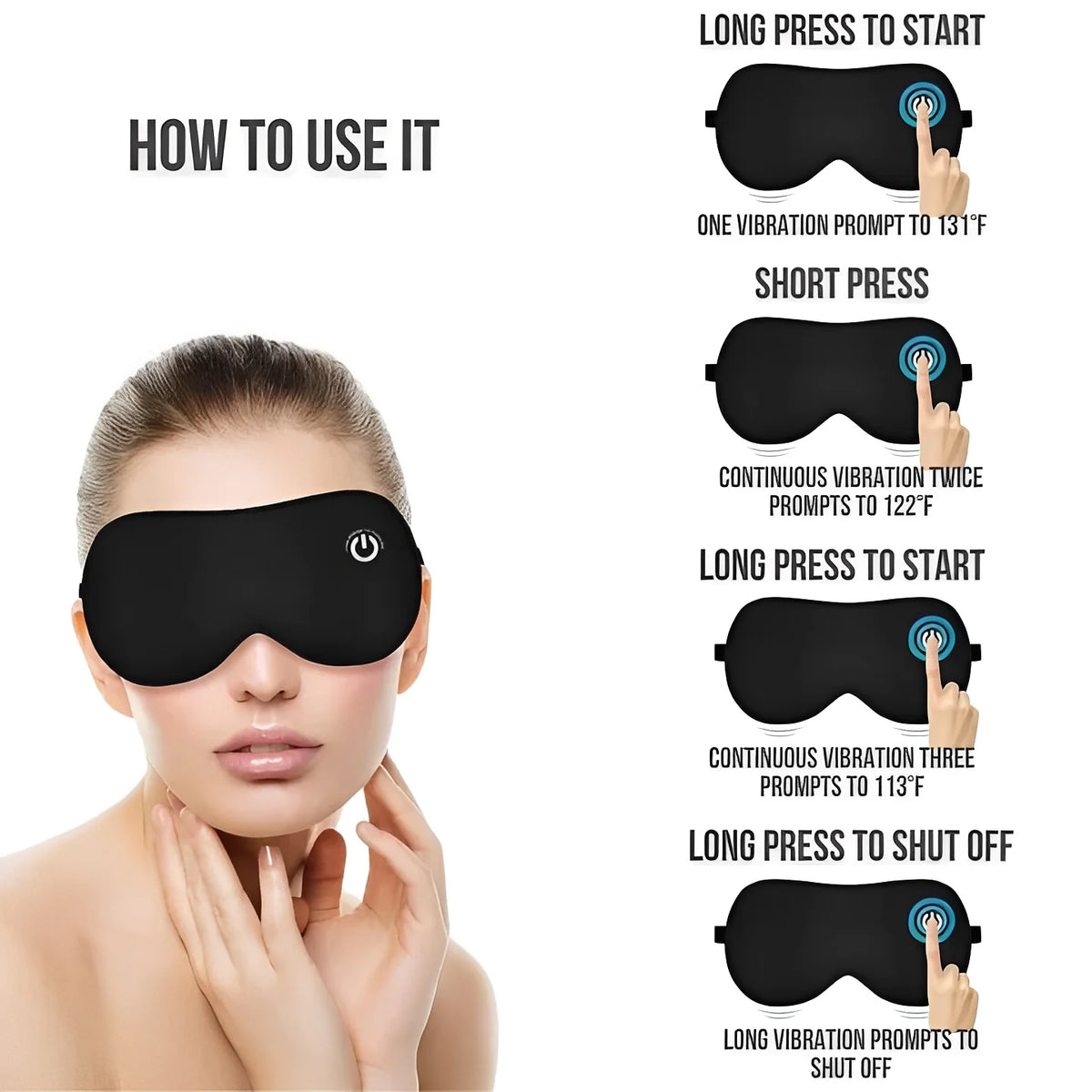 Heated Eye Mask Graphene Heating Rechargeable Silk Cover