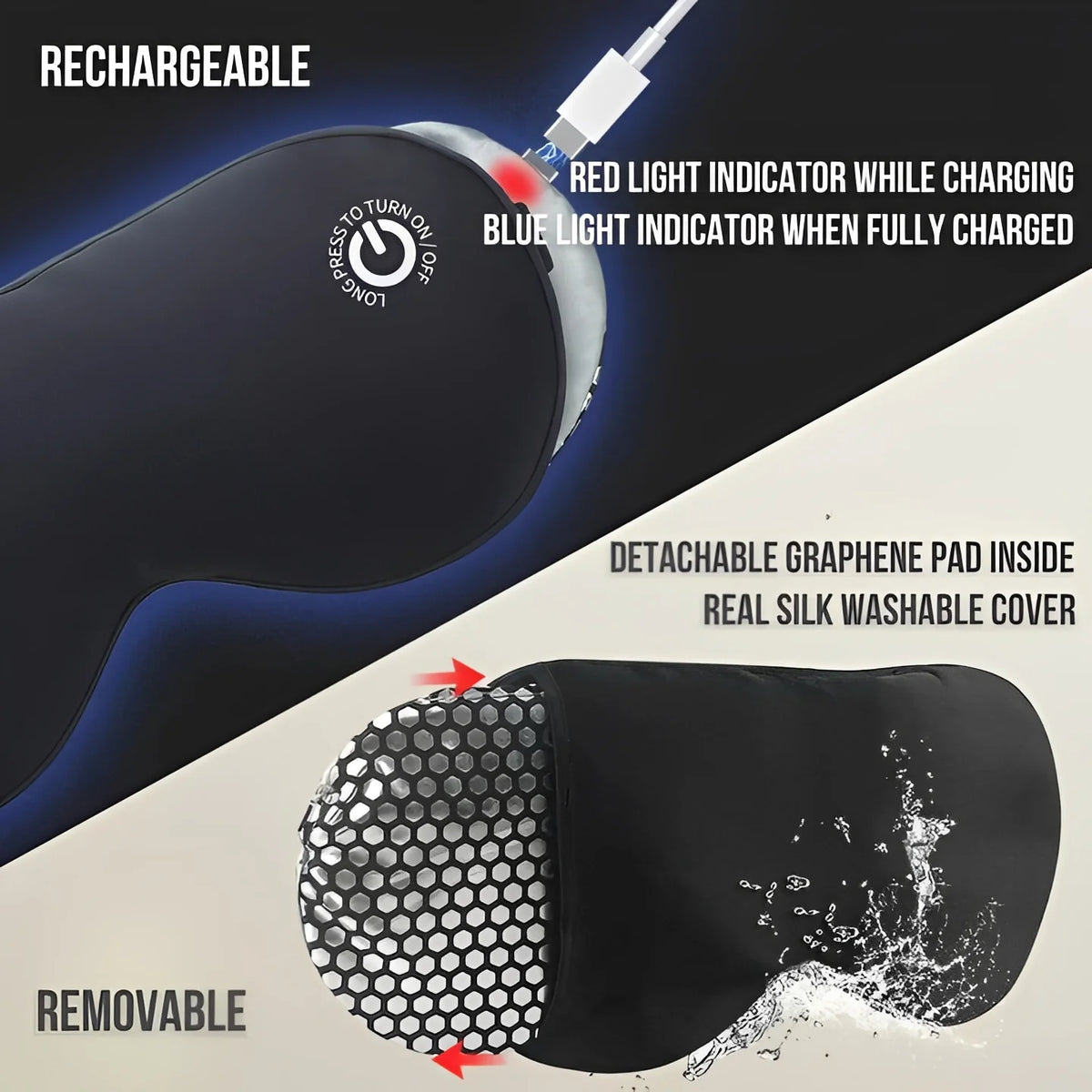 Heated Eye Mask Graphene Heating Rechargeable Silk Cover